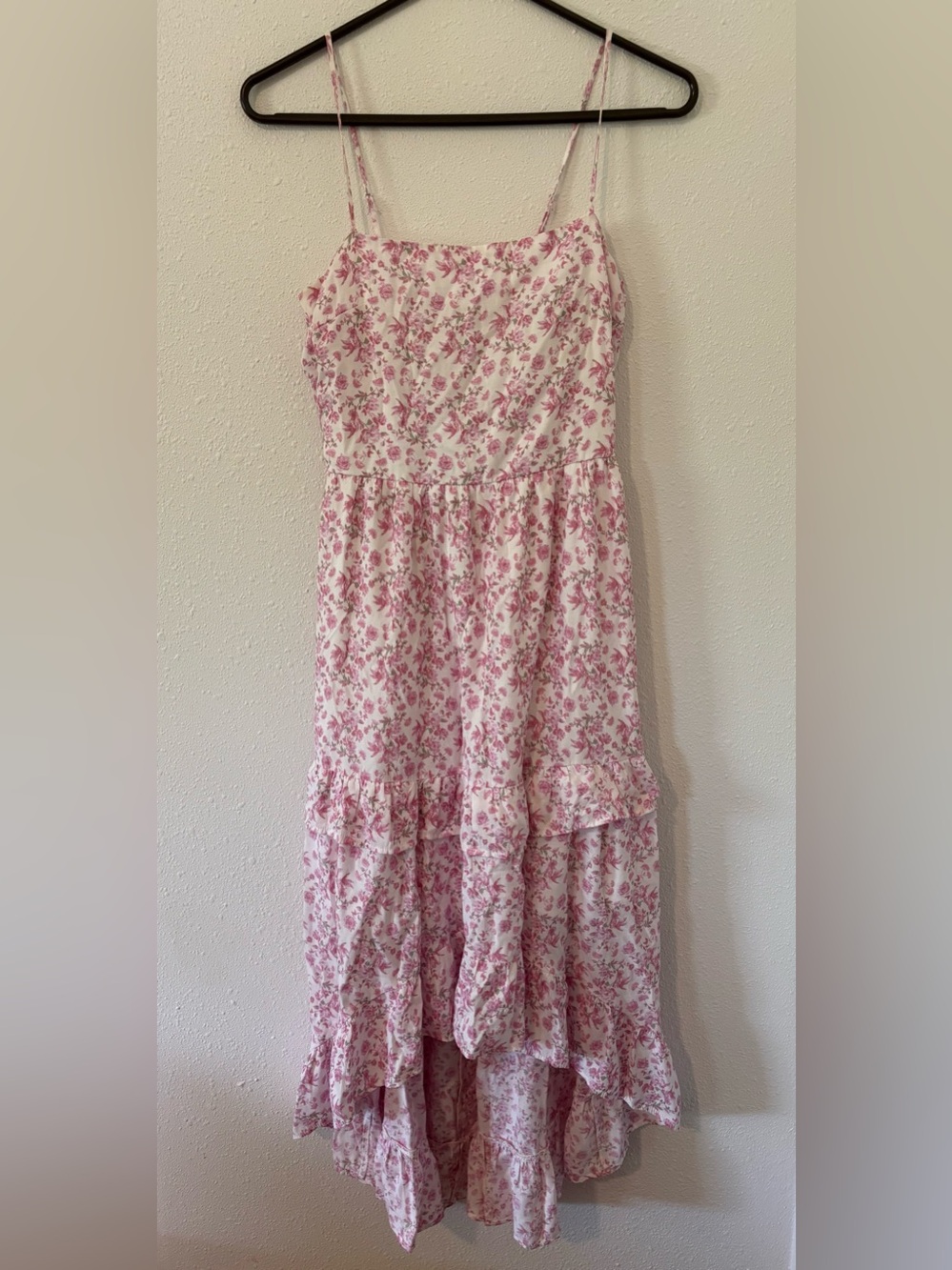 Trixxi Floral High Low Ruffle Tier Dress